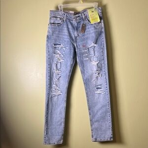 Levi's Men's Light Blue Ripped Skinny Jeans